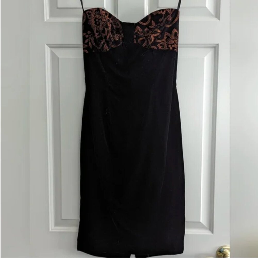 VINTAGE Jessica McClintock little black velvet mini dress Size 6 NWT